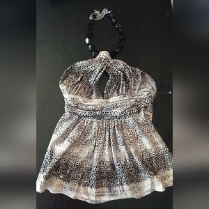 - Sky Halo Y2k Leopard Print Halter Top Women Med